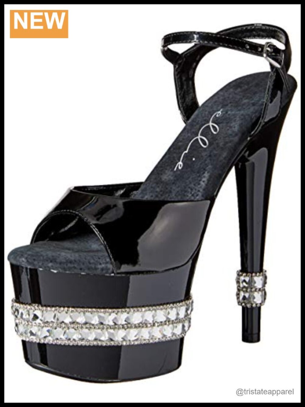 Rhinestone Platform Ankle Strap Sandals Open Toe Buckle Stiletto Heel